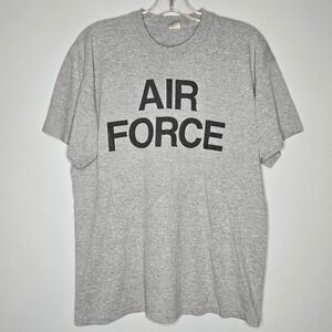 Vintage 80s US Air Force PT T-Shirt Gray Single Stitch Made in USA Large